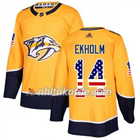 Nashville Predators Trikot Mattias Ekholm 14 Adidas 2017-2018 Gold USA Flag Fashion Authentic - Herren